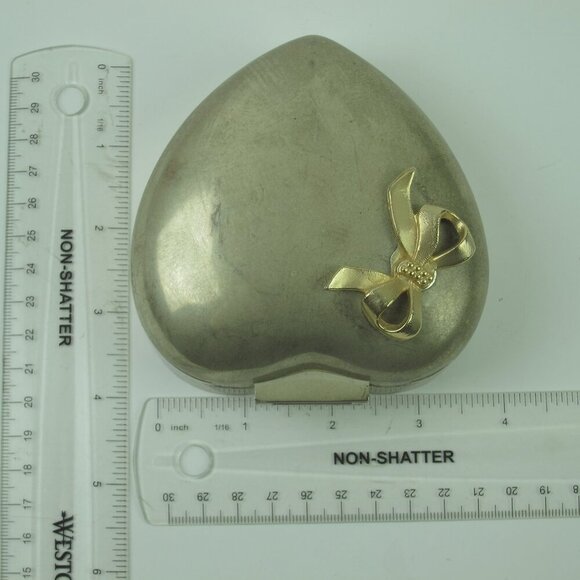 International Silver Plated Heart Jewelry Trinket Box Red Velvet Inner Vintage - Picture 12 of 13